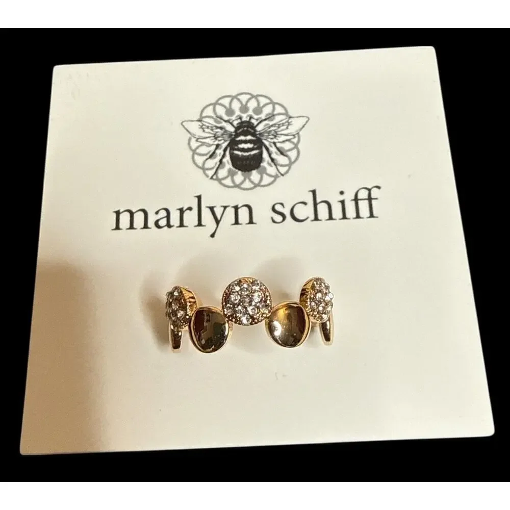 Marlyn Schiff Disc Pave Adjustable Ring - Gold NIP